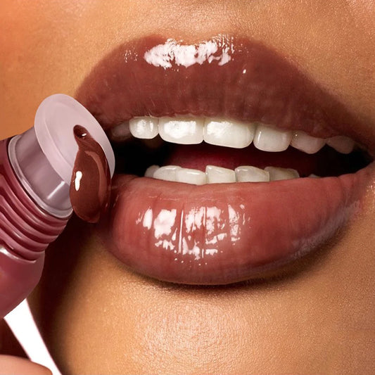 QiBest Crystal Dark Brown Lip Gloss – Waterproof, Hydrating & Long-lasting Mirror Shine”
