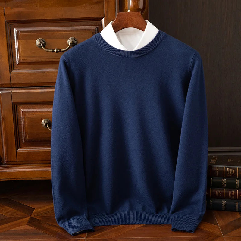 Men’s Merino Wool O-Neck Sweater – Soft, Warm & Versatile Knitwear for Autumn & Winter.