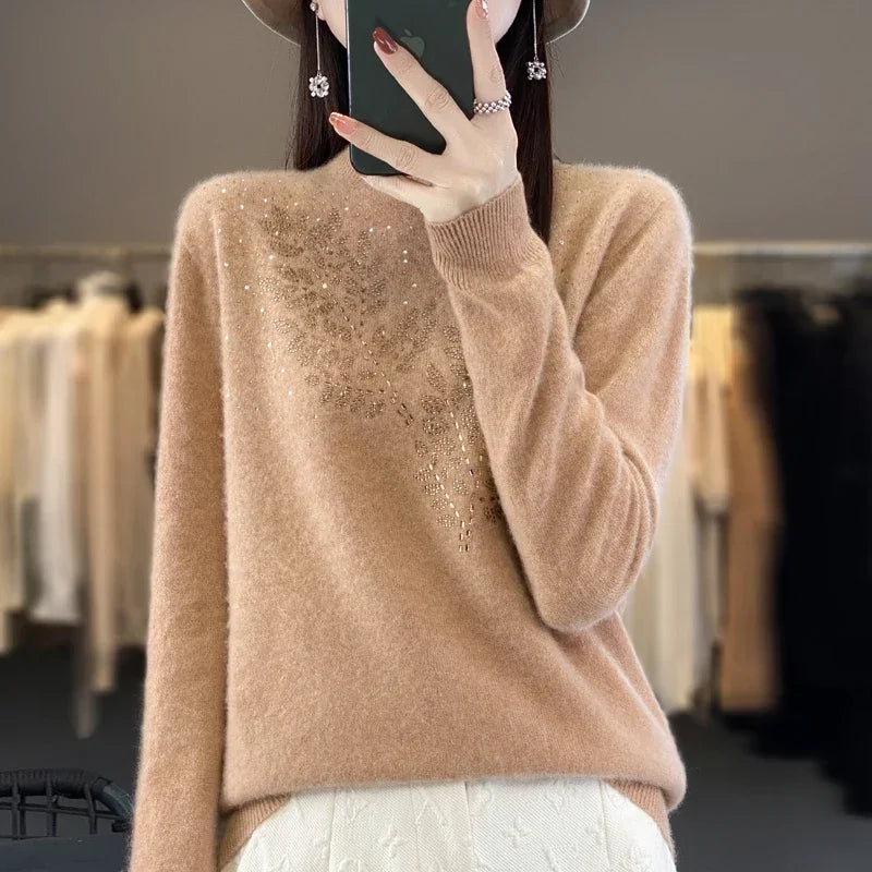 Women Sweaters Thick Warm Autumn Winter Mock