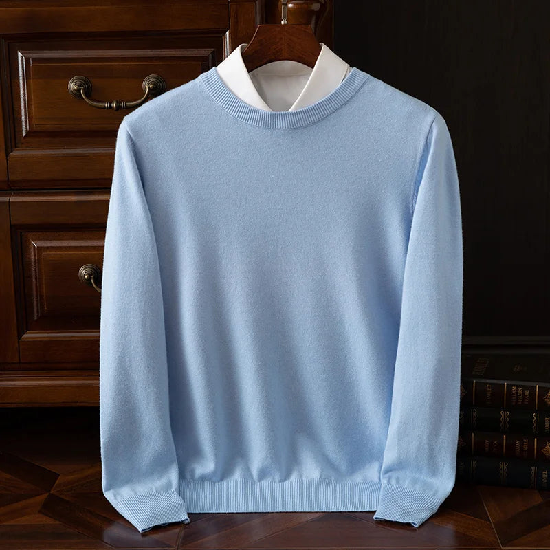 Men’s Merino Wool O-Neck Sweater – Soft, Warm & Versatile Knitwear for Autumn & Winter.