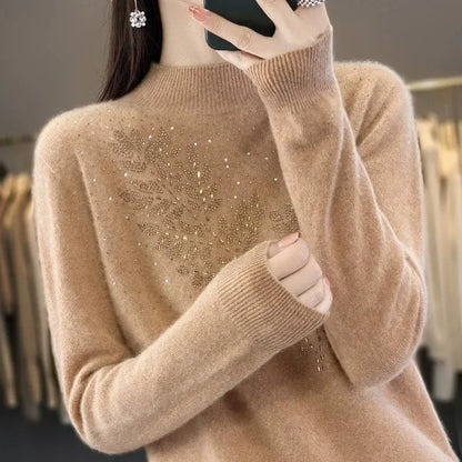 Women Sweaters Thick Warm Autumn Winter Mock