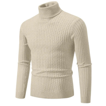 Men’s Classic High Neck Sweater – Warm Knitted Turtleneck Pullover