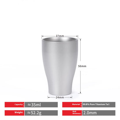 Pure Titanium Small Shot Glass Thickened Single Layer Titanium Alloy Drinking Cup For Hard Liquor And White Wine Outdoor Tools