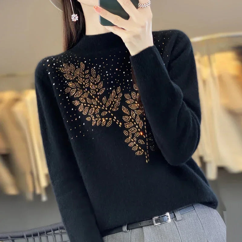Women Sweaters Thick Warm Autumn Winter Mock