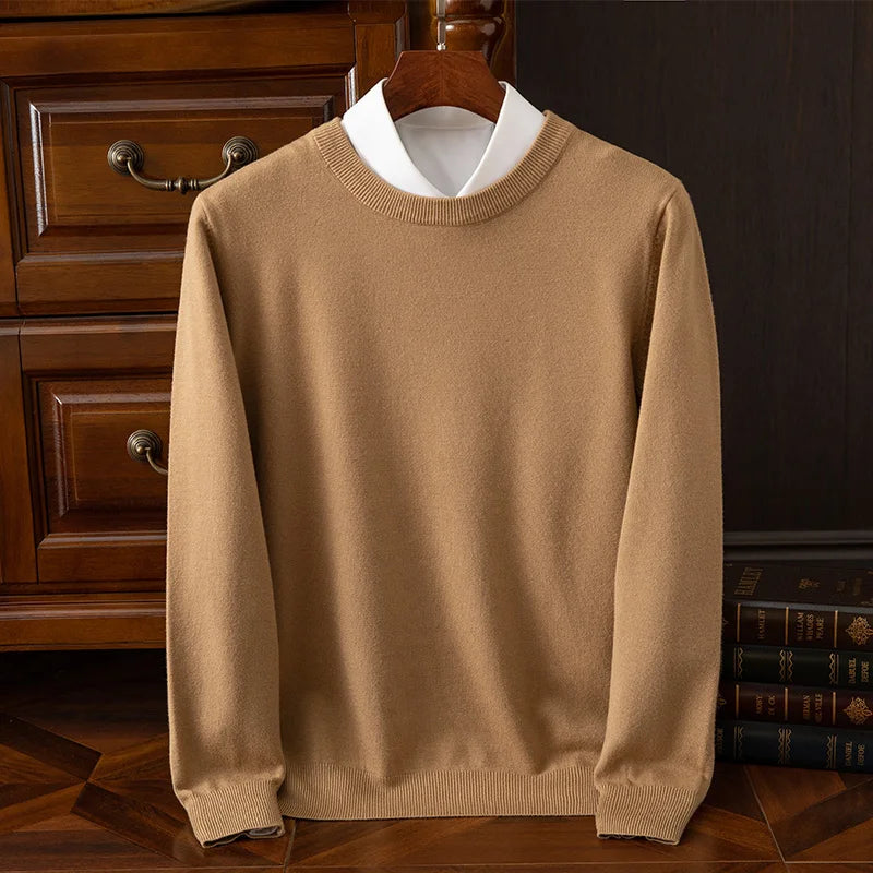 Men’s Merino Wool O-Neck Sweater – Soft, Warm & Versatile Knitwear for Autumn & Winter.