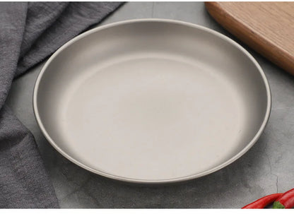 Pure Titanium Camping Plate – Lightweight, Antibacterial & Eco-Friendly Outdoor Tableware