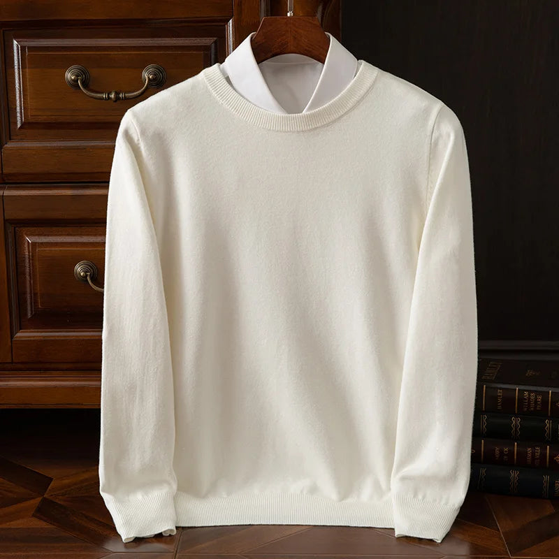 Men’s Merino Wool O-Neck Sweater – Soft, Warm & Versatile Knitwear for Autumn & Winter.