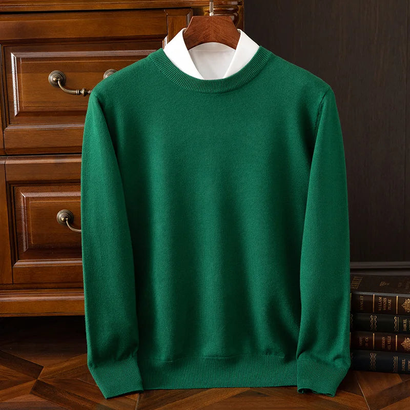 Men’s Merino Wool O-Neck Sweater – Soft, Warm & Versatile Knitwear for Autumn & Winter.