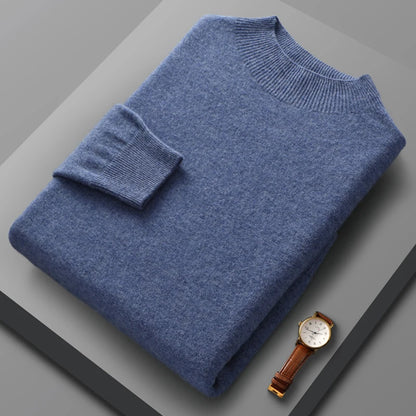 Men’s 100% Merino Wool Sweater – Luxury Half High Collar Knit Pullover