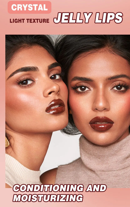 QiBest Crystal Dark Brown Lip Gloss – Waterproof, Hydrating & Long-lasting Mirror Shine”