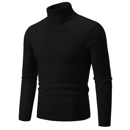 Men’s Classic High Neck Sweater – Warm Knitted Turtleneck Pullover