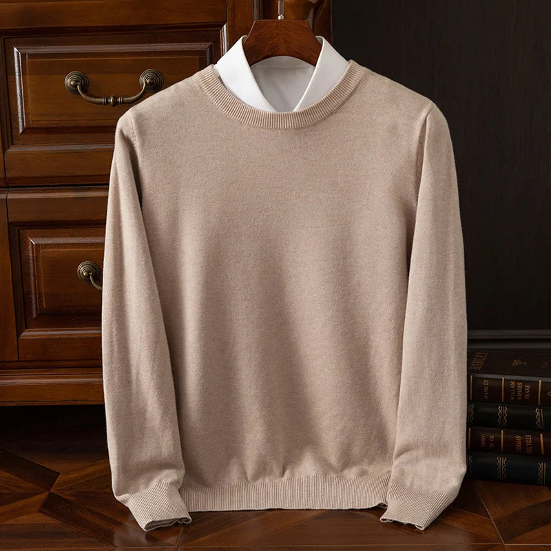 Men’s Merino Wool O-Neck Sweater – Soft, Warm & Versatile Knitwear for Autumn & Winter.