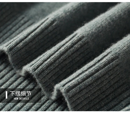 Men’s Cashmere Wool Sweater – Elegant Turn-Down Collar Knitwear for Autumn & Winter