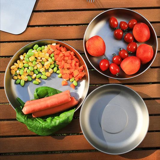 Camping Titanium Tableware Plate Titanium Lightweight Flat Plate 15/17/19cm