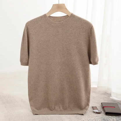 Men’s 100% Merino Wool O-Neck Short Sleeve Sweater –  Collection
