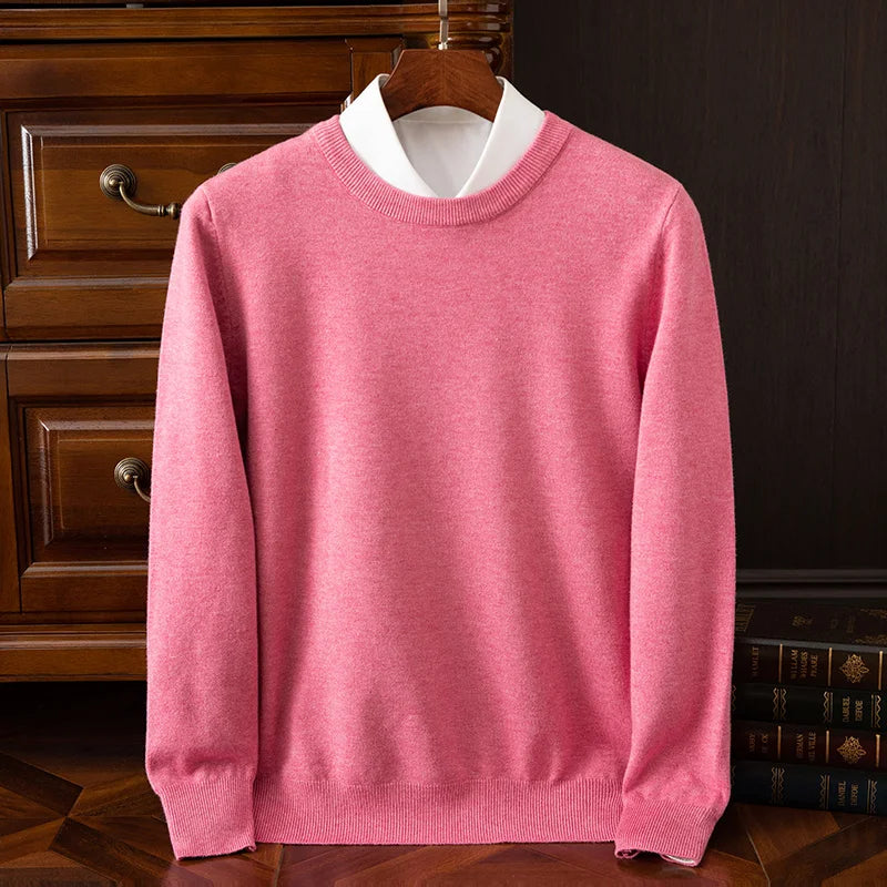 Men’s Merino Wool O-Neck Sweater – Soft, Warm & Versatile Knitwear for Autumn & Winter.