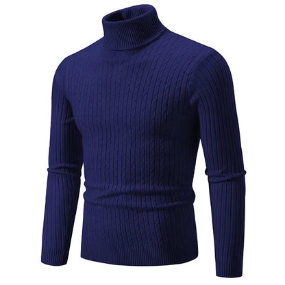Men’s Classic High Neck Sweater – Warm Knitted Turtleneck Pullover