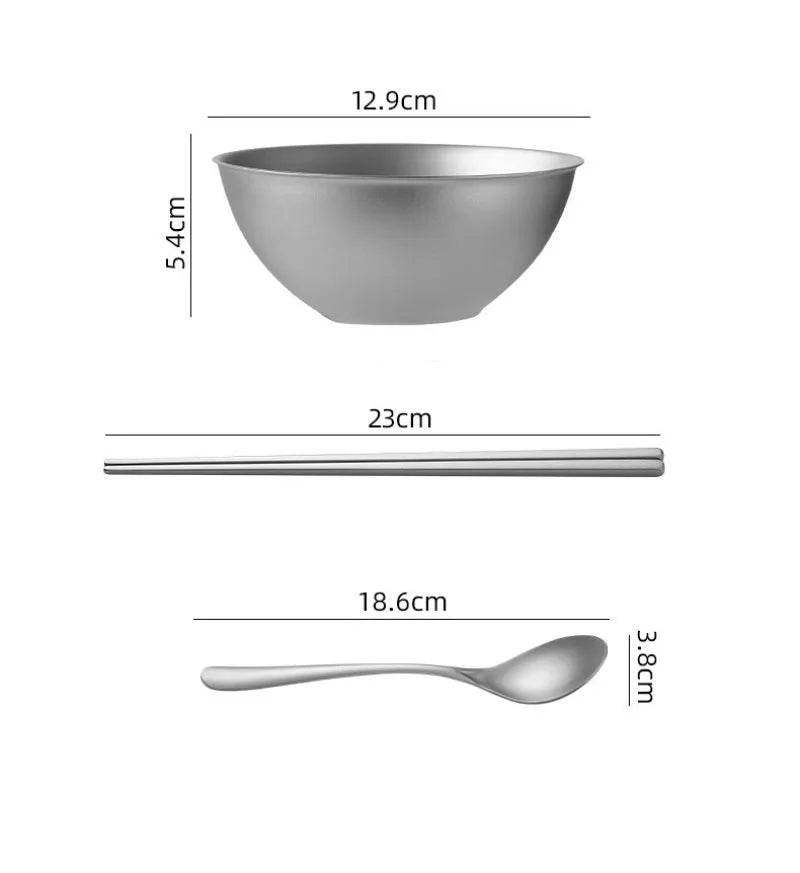 Pure Titanium Double-layer Outdoor Bowl Anti-scalding Heat Insulation Portable Healthy Luxury Bowl Anti-slip Outdoor Tableware