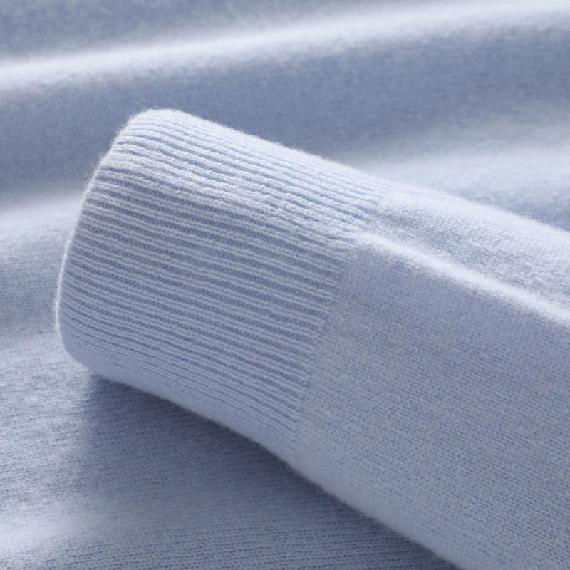 Men’s 100% Merino Wool Sweater – Luxury Half High Collar Knit Pullover