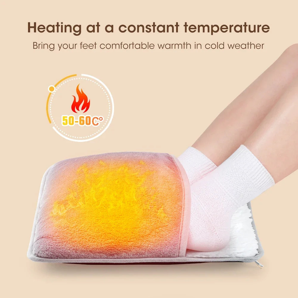 Soft USB Heated Foot Warmer Pad – Washable Plush Winter Heating Mat