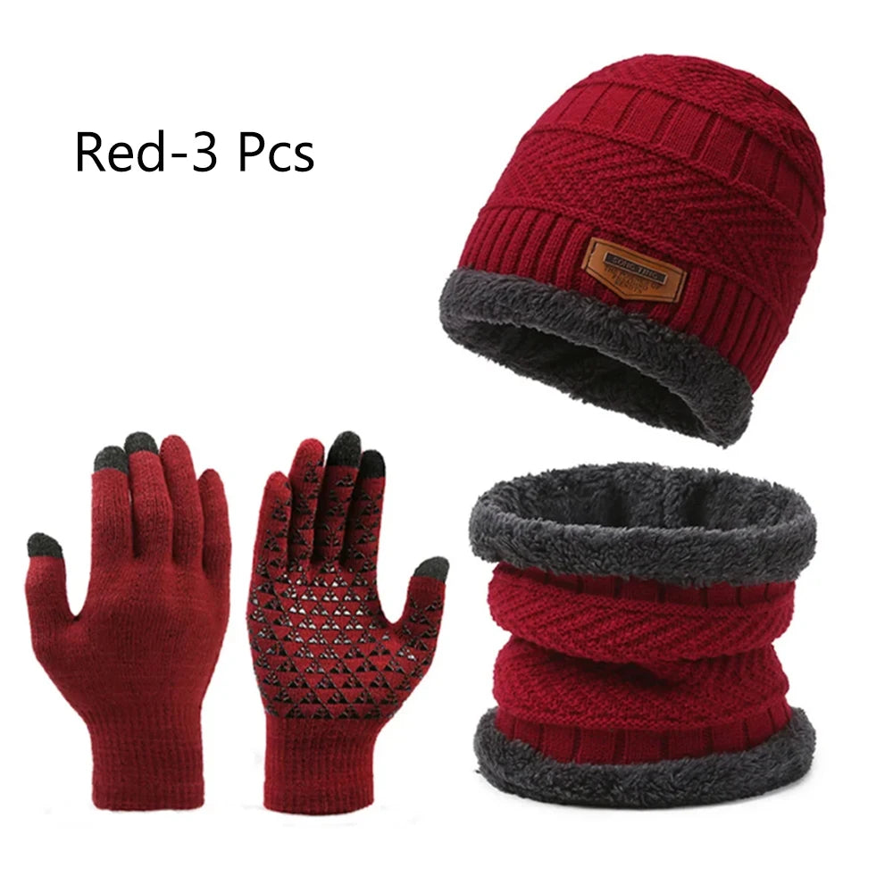 Winter Windproof Hat Gloves Scarf Set for Men Women,Touchscreen Gloves for Cold Weather, Warm Gift Set