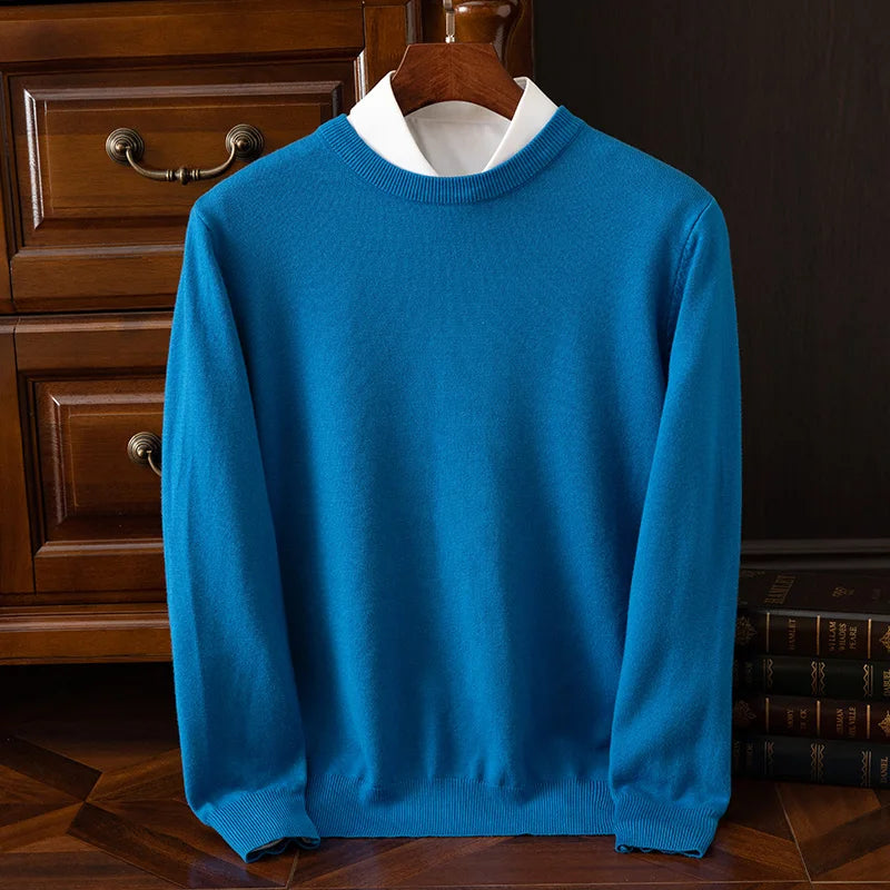 Men’s Merino Wool O-Neck Sweater – Soft, Warm & Versatile Knitwear for Autumn & Winter.