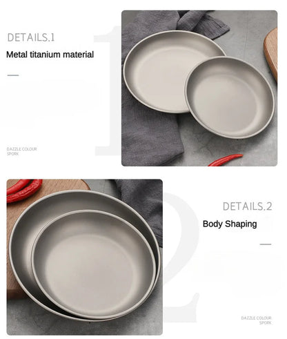 Pure Titanium Camping Plate – Lightweight, Antibacterial & Eco-Friendly Outdoor Tableware