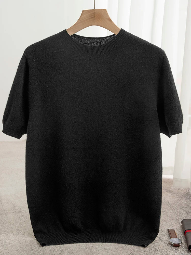 Men’s 100% Merino Wool O-Neck Short Sleeve Sweater –  Collection