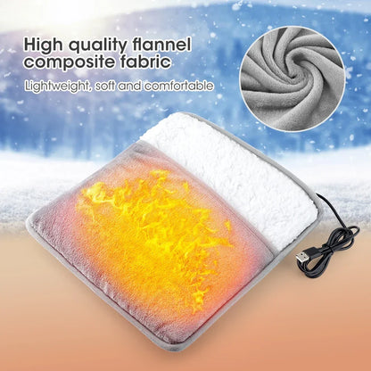 Soft USB Heated Foot Warmer Pad – Washable Plush Winter Heating Mat