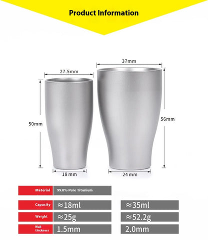 Pure Titanium Small Shot Glass Thickened Single Layer Titanium Alloy Drinking Cup For Hard Liquor And White Wine Outdoor Tools