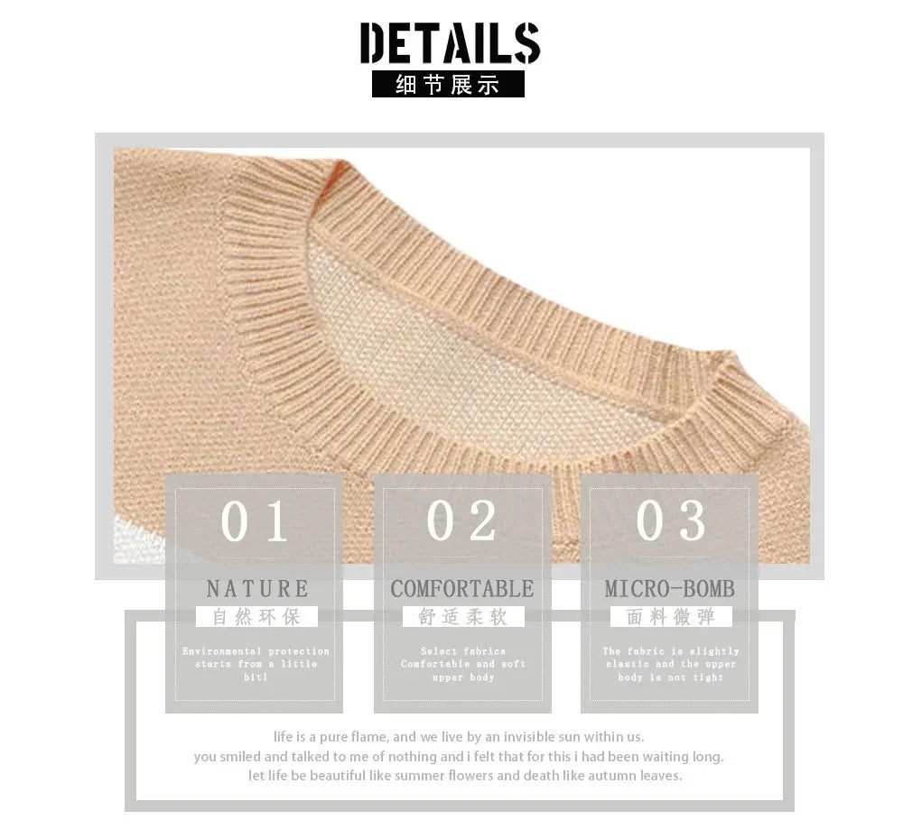 Women’s Oversized Monogram Jacquard Sweater – Crew Neck Patchwork Knit Pullover