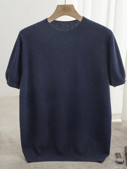 Men’s 100% Merino Wool O-Neck Short Sleeve Sweater –  Collection