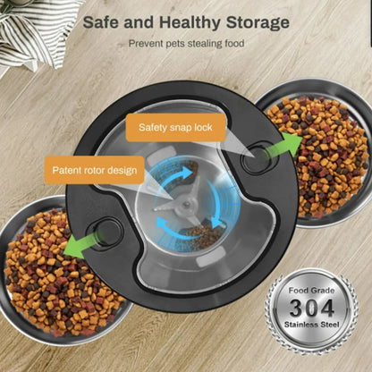 4.5L Smart WiFi Automatic Pet Feeder – Dual Stainless Steel Bowls | App & Button Control, Voice & Timer | Cat & Small Dog Dispenser