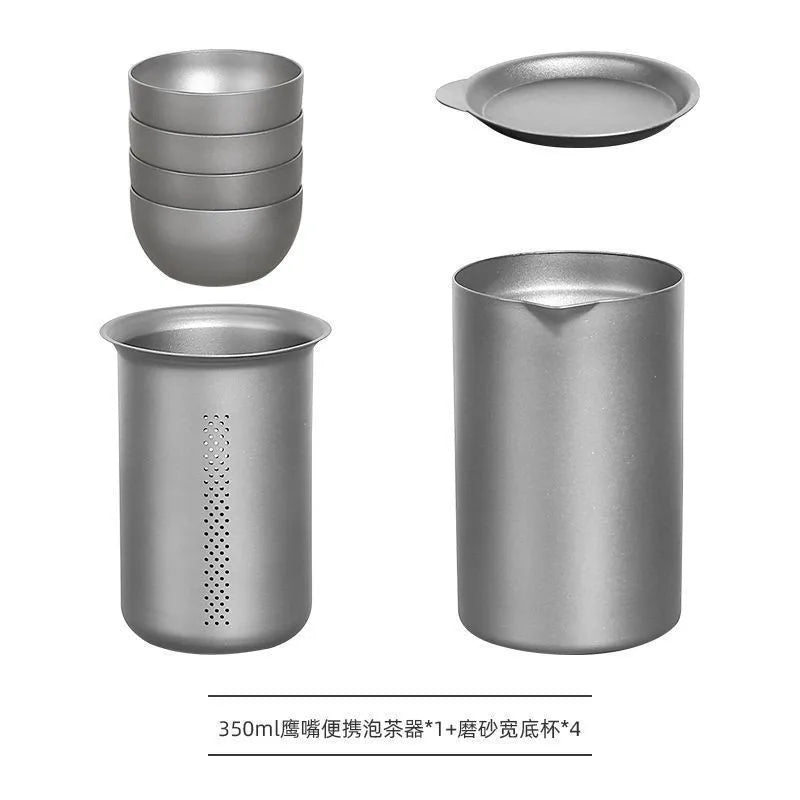 Portable Camping Titanium Tea Cup Brewing Infuser Double-layer Insulated Travel Tea Set
