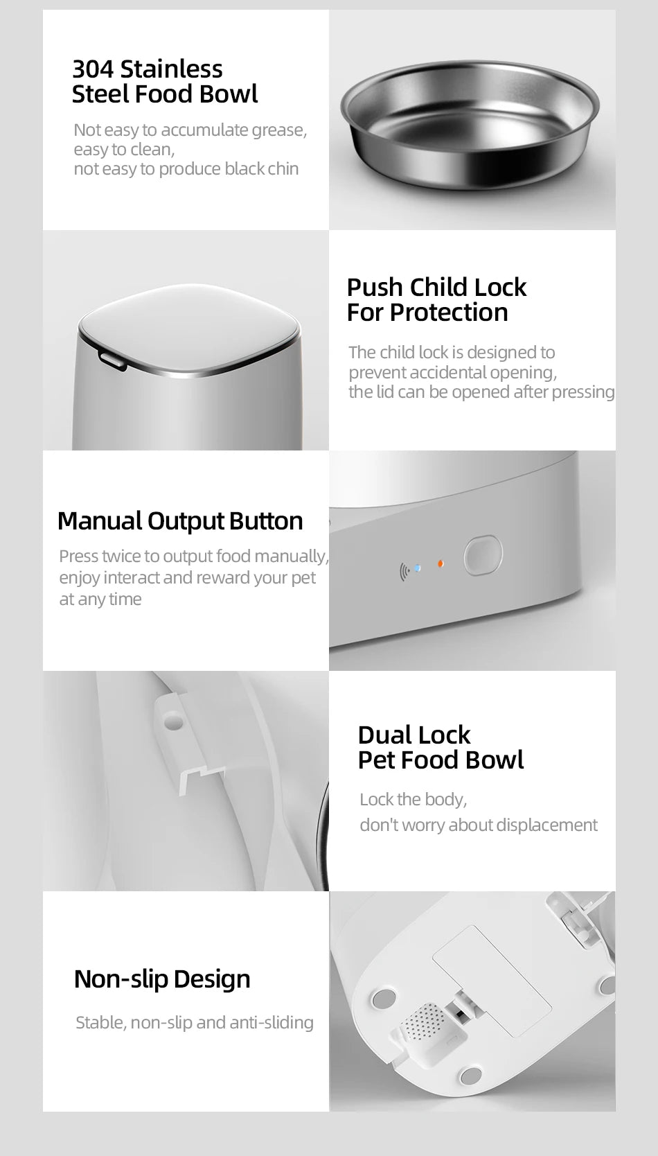 ROJECO Smart Automatic Cat Feeder – WiFi Pet Food Dispenser with Timer