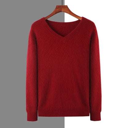 Men’s 100% Pure Mink Cashmere V-Neck Sweater –  for Autumn & Winter