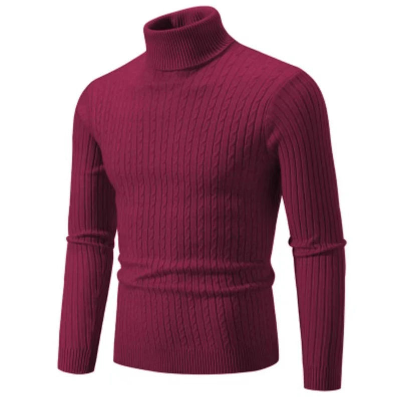 Men’s Classic High Neck Sweater – Warm Knitted Turtleneck Pullover