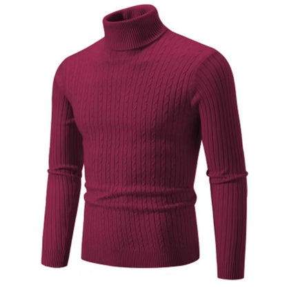 Men’s Classic High Neck Sweater – Warm Knitted Turtleneck Pullover