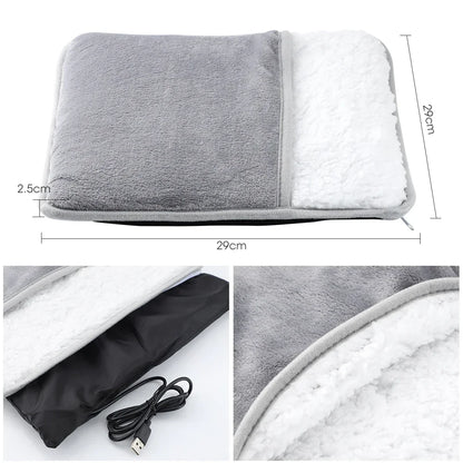 Soft USB Heated Foot Warmer Pad – Washable Plush Winter Heating Mat