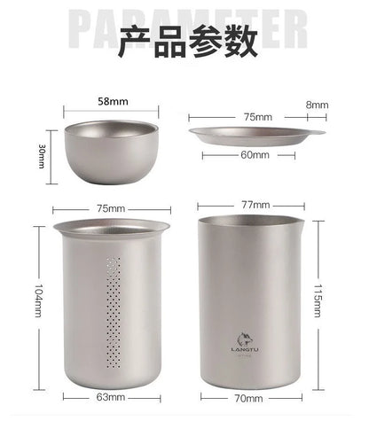 Portable Camping Titanium Tea Cup Brewing Infuser Double-layer Insulated Travel Tea Set