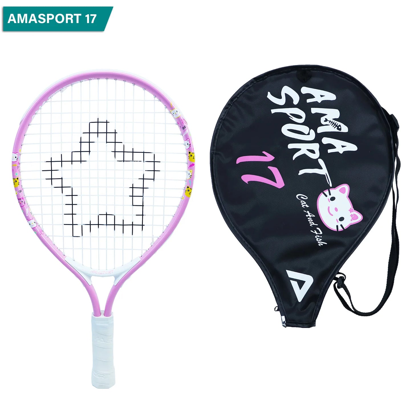 AMASPORT Kids Tennis Racket 17” with Carry Bag – Set for Boys & Girls (Ages 3–8)