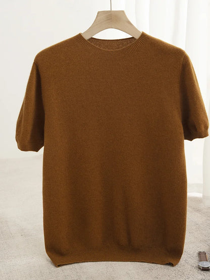 Men’s 100% Merino Wool O-Neck Short Sleeve Sweater –  Collection