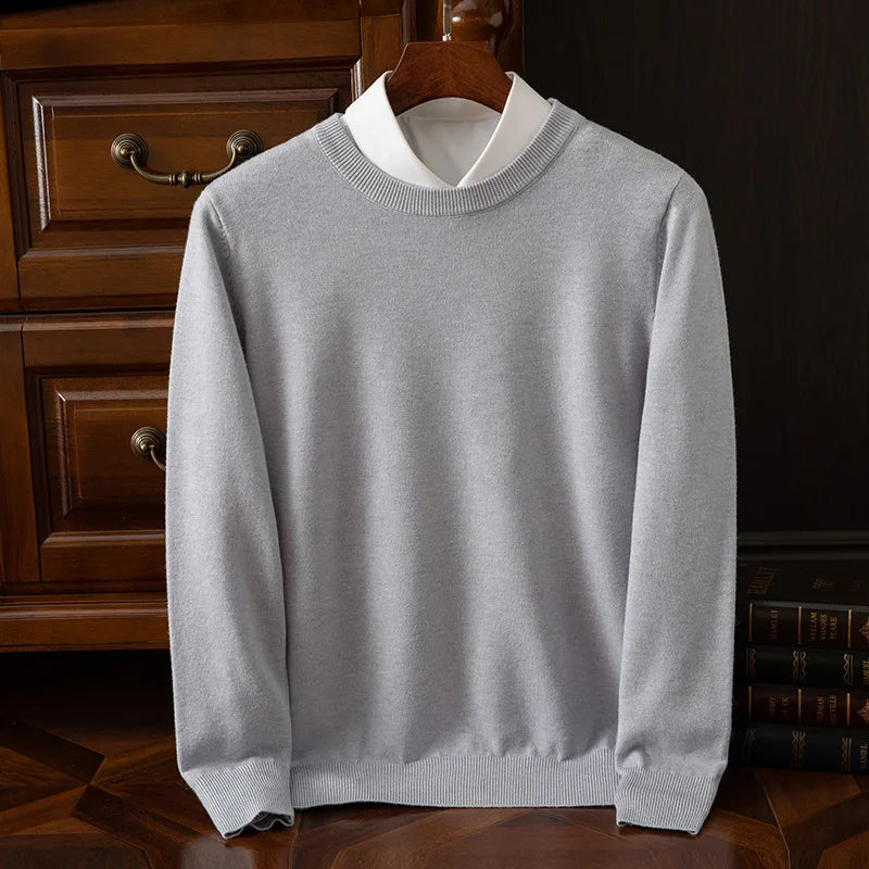 Men’s Merino Wool O-Neck Sweater – Soft, Warm & Versatile Knitwear for Autumn & Winter.