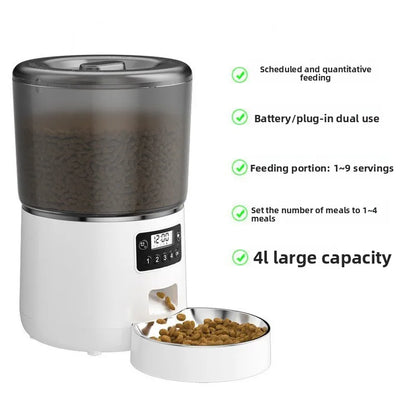 WiFi Smart Automatic Cat Feeder 4L – App Controlled Pet Food Dispenser with Timer, Voice Recorder & Dual Power System