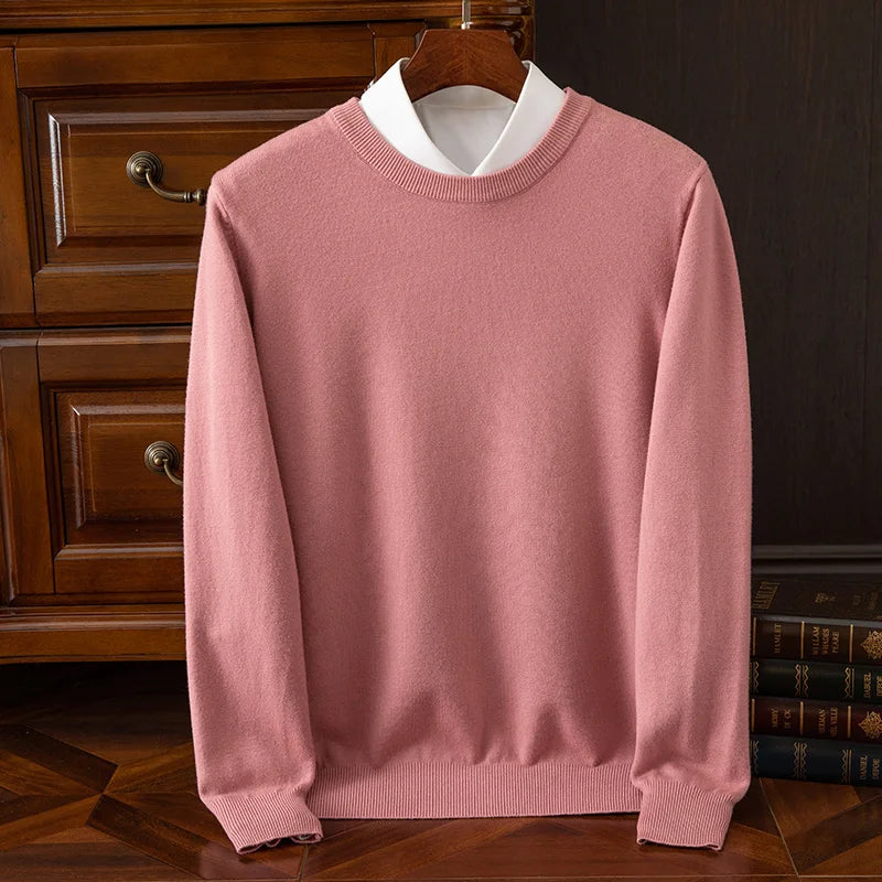 Men’s Merino Wool O-Neck Sweater – Soft, Warm & Versatile Knitwear for Autumn & Winter.