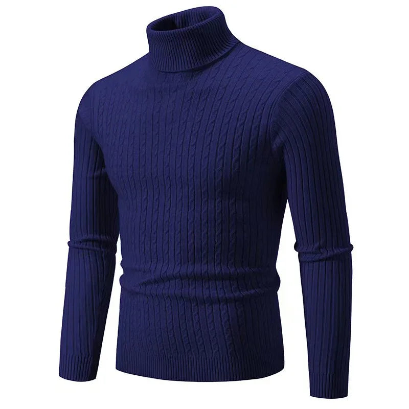 Men’s Classic High Neck Sweater – Warm Knitted Turtleneck Pullover