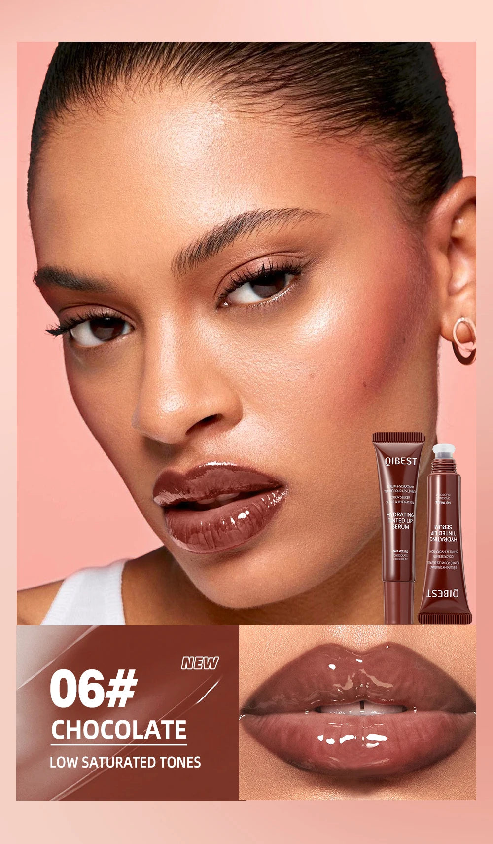 Nude Brown Plumping Lip Gloss | Moisturizing Transparent Lip Oil | Long-Lasting Hydrating Gloss for Smooth Lips