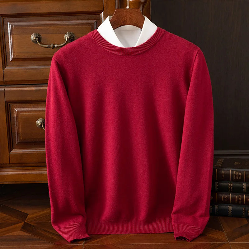 Men’s Merino Wool O-Neck Sweater – Soft, Warm & Versatile Knitwear for Autumn & Winter.
