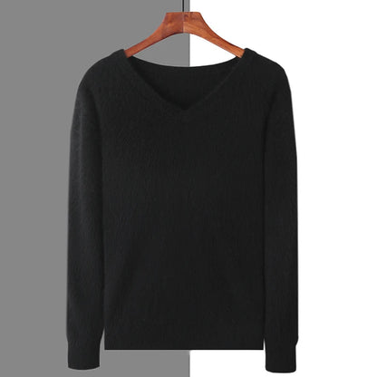 Men’s 100% Pure Mink Cashmere V-Neck Sweater –  for Autumn & Winter