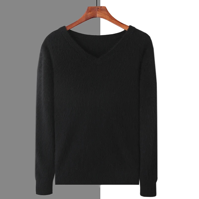 Men’s V-Neck Cashmere Wool Sweater – Soft Luxury Knit Pullover for Autumn & Winter